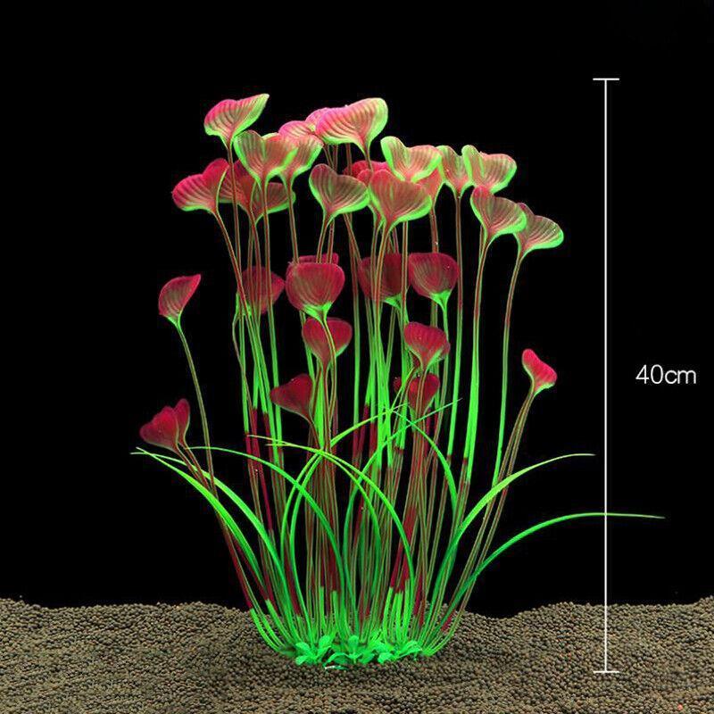 Aquarium 40cm Artificial Simulation Water Plants Fish Tank Plant Grass Decor - Red