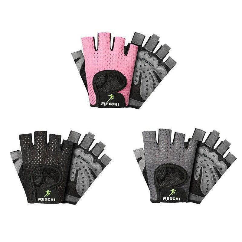 M Size Women Fitness Gym Training Gloves Half Finger Gel Weight Lifting Workout Gloves - Black