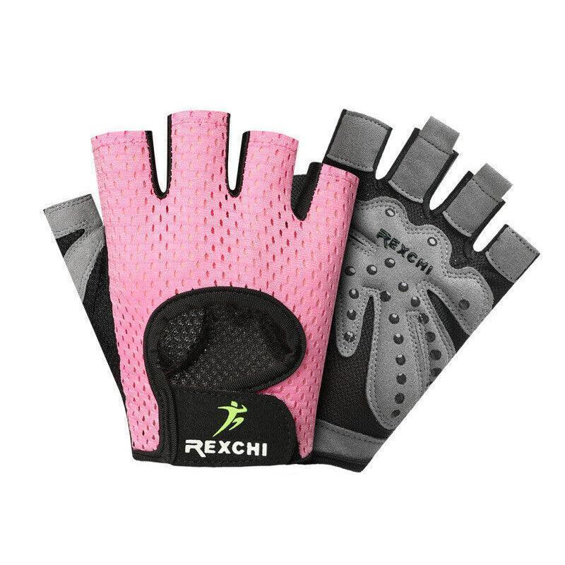 M Size Women Fitness Gym Training Gloves Half Finger Gel Weight Lifting Workout Gloves - Pink