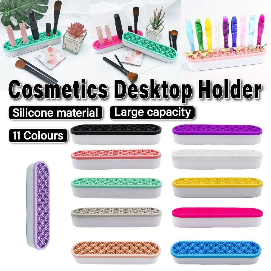 Silicone Makeup Organizer Cosmetic Storage Box Lipstick Brush Holder Desktop Box - Flesh Pink