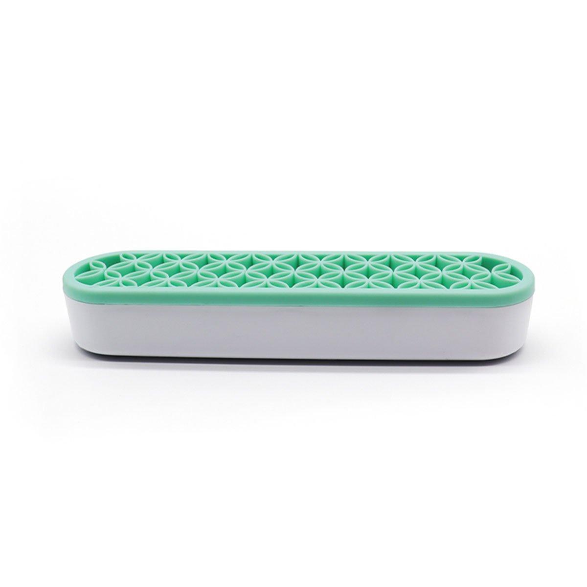 Silicone Makeup Organizer Cosmetic Storage Box Lipstick Brush Holder Desktop Box - Green