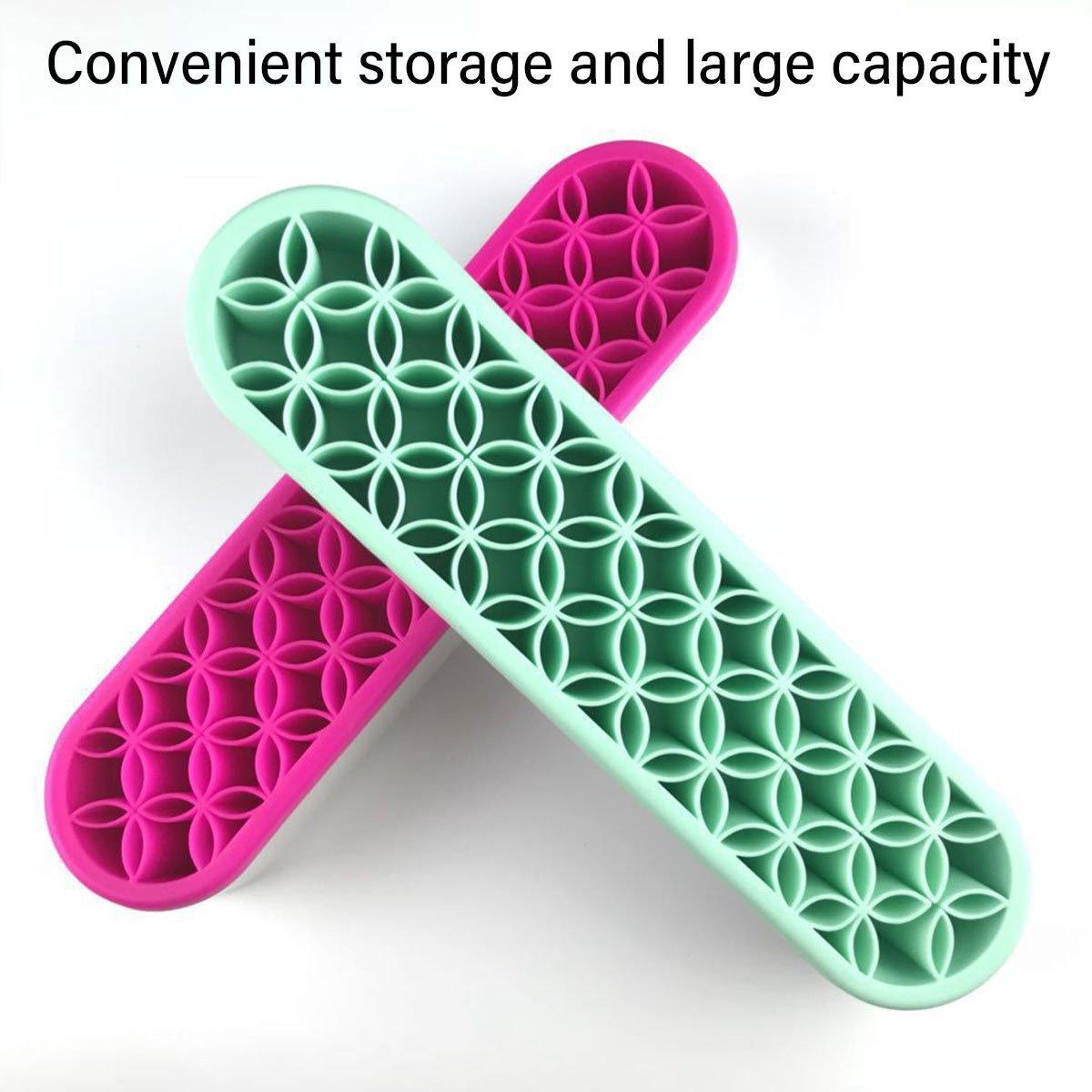 Silicone Makeup Organizer Cosmetic Storage Box Lipstick Brush Holder Desktop Box - Purple