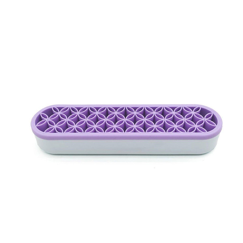 Silicone Makeup Organizer Cosmetic Storage Box Lipstick Brush Holder Desktop Box - Purple