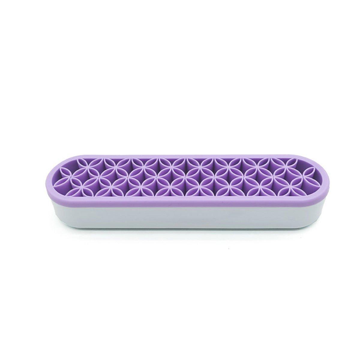 Silicone Makeup Organizer Cosmetic Storage Box Lipstick Brush Holder Desktop Box - Purple