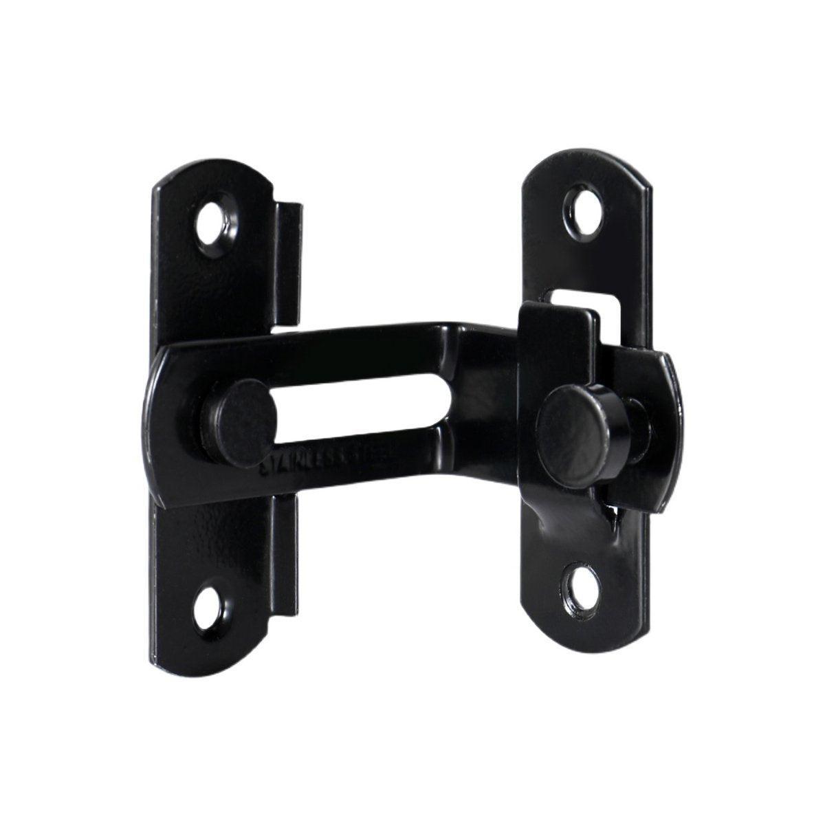 2 Sets 90 Degree Sliding Door Latch Lock Catch Kit for Home Use - Flat-Black-L
