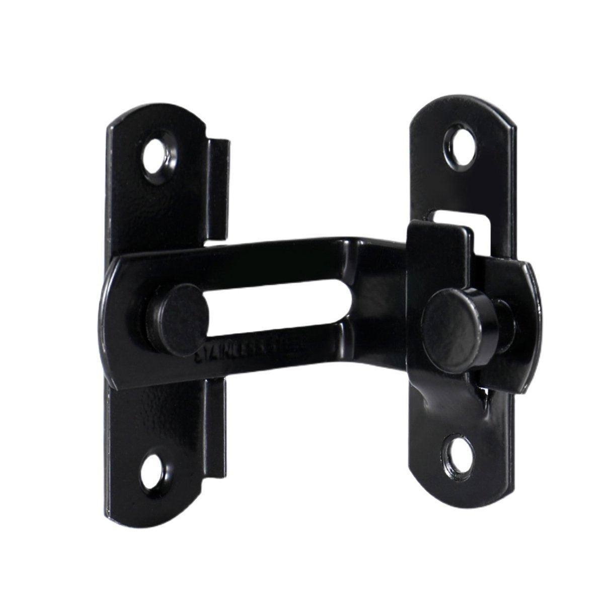 2 Sets 90 Degree Sliding Door Latch Lock Catch Kit for Home Use - Flat-Black-L
