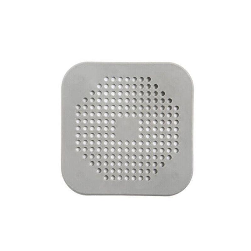 2X Square Drain Cover For Shower Drain Hair Catcher Flat Silicone Plug For Bath - White