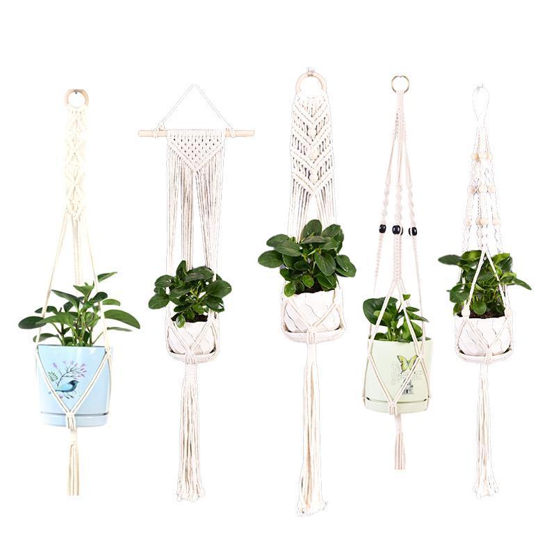 Macrame Plant Flower Pot Holder Hanger Hanging Planter Basket Hemp Rope Braided - #17