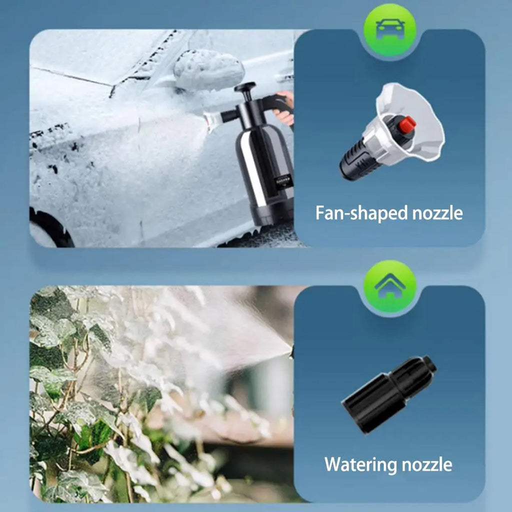 2L Car Wash Foam Sprayer Hand Held Pump Wash Spray Bottle Snow Foam Detailing - White