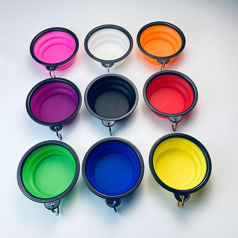 Collapsible Silicone Pet Bowl for Cat Dog Portable Food and Water Feeder - Black