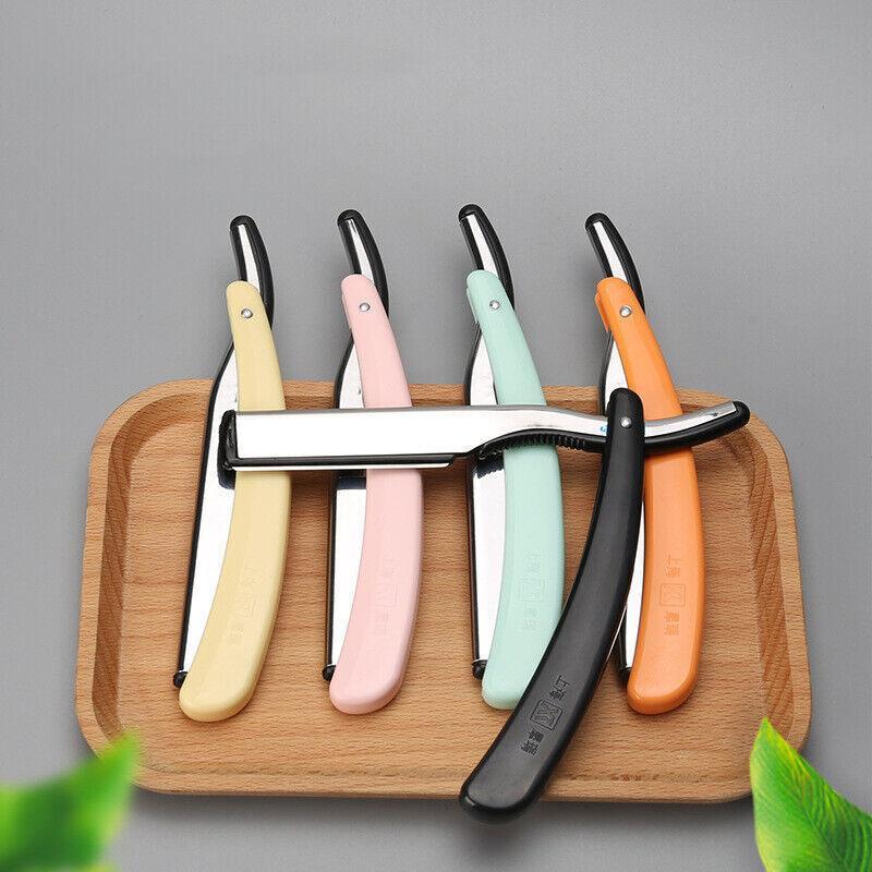Old Shaver Razor Eyebrow Knife Folding Manual Shaver Holder Home Salon Tool Au - Blue+10PCS Blades
