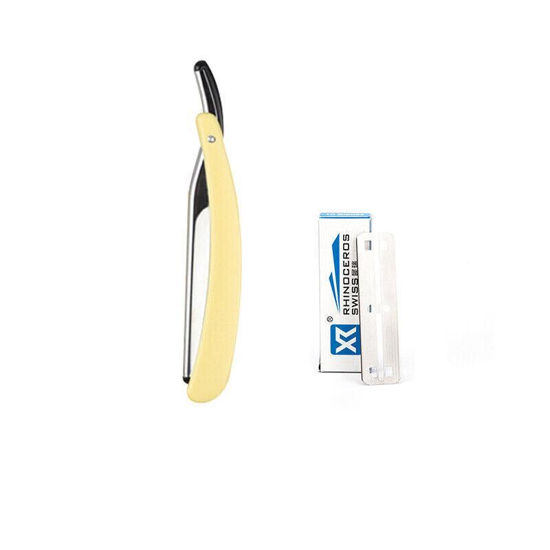 Old Shaver Razor Eyebrow Knife Folding Manual Shaver Holder Home Salon Tool Au - Green+10PCS Blades