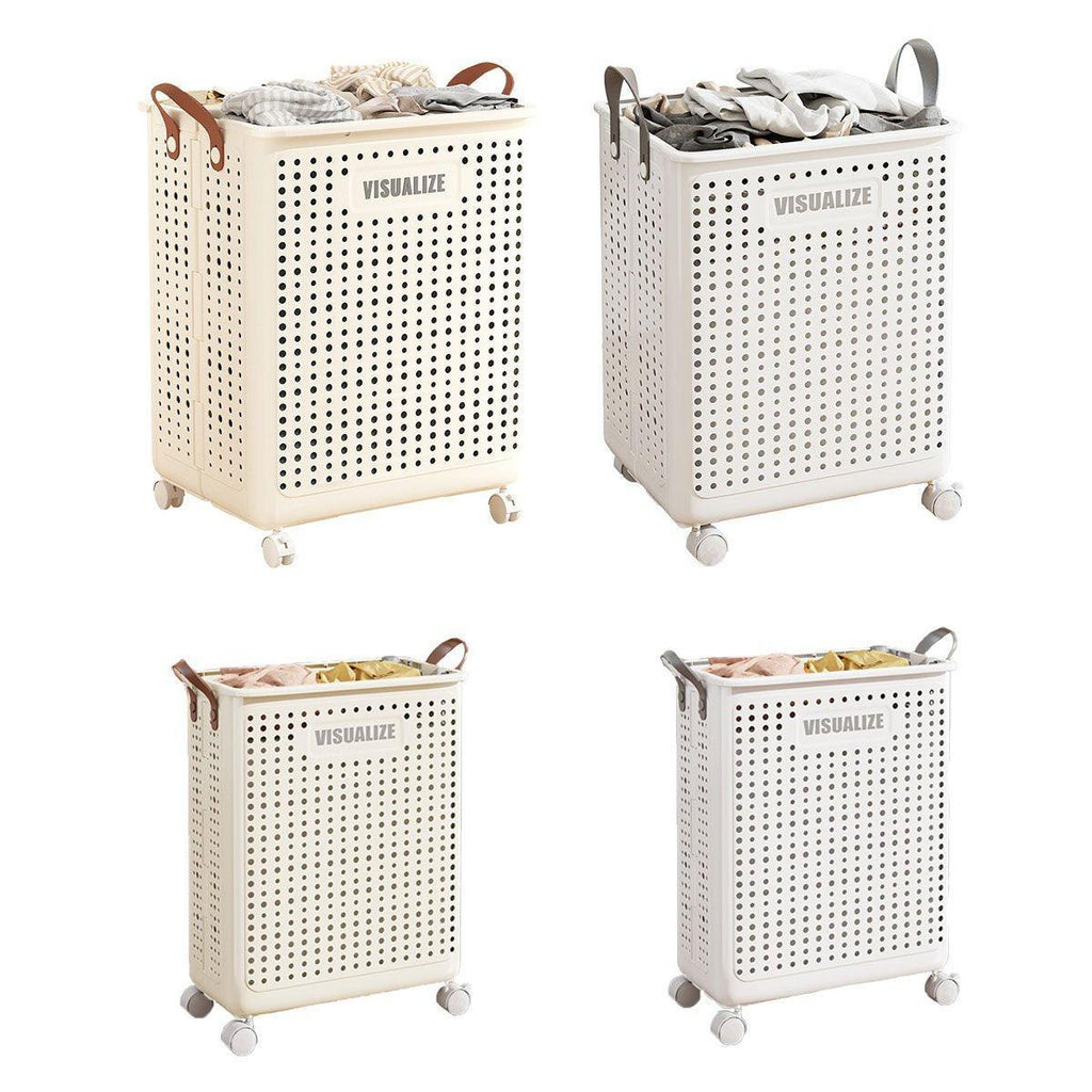 Folding Portable Laundry Basket Multifunctional Storage for Bathroom Household - M-Beige