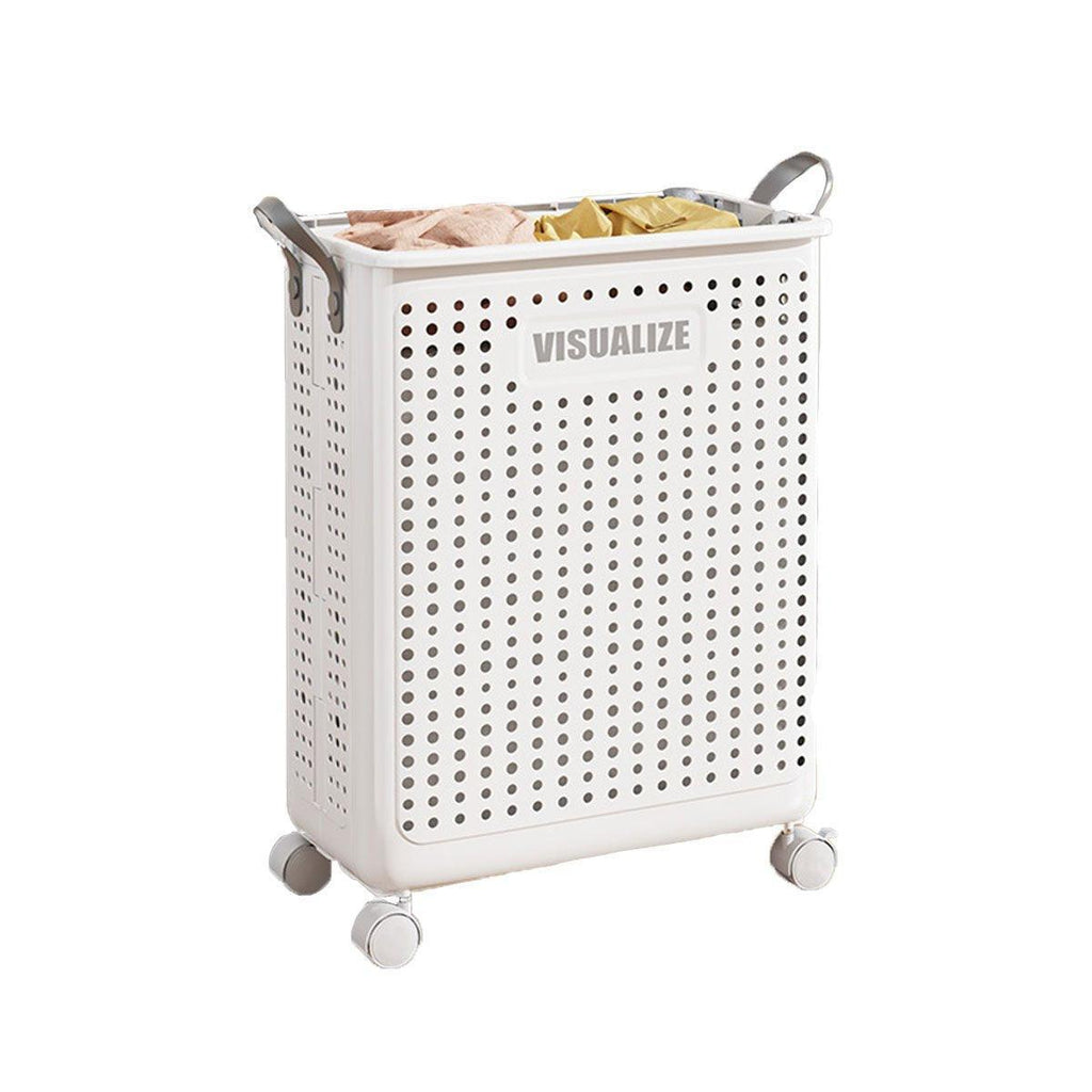 Folding Portable Laundry Basket Multifunctional Storage for Bathroom Household - M-Beige
