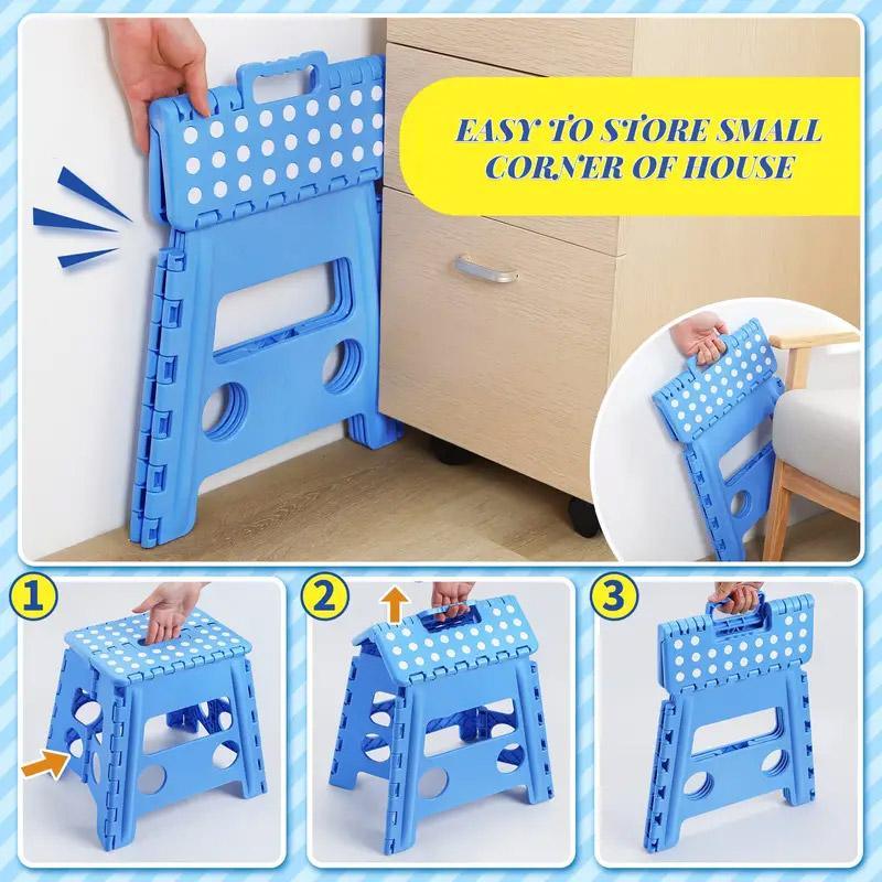 Portable Folding Plastic Stool Lightweight Collapsible Chair for Outdoor Travel - White