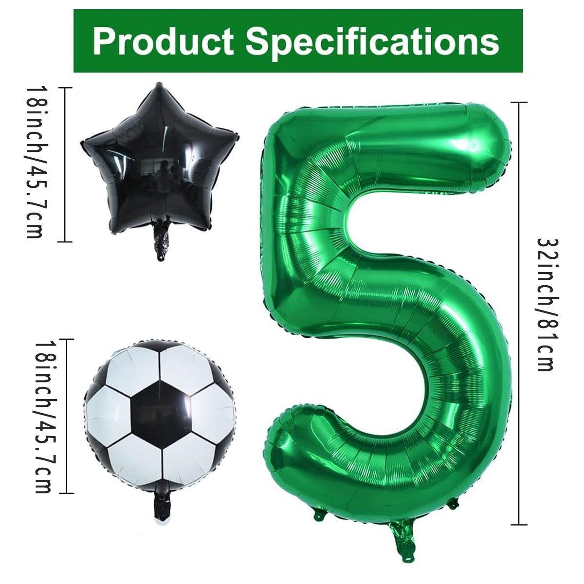 32 Inch Green Soccer Balloons 5 Pieces Set World Cup Birthday Party Decoration - 10