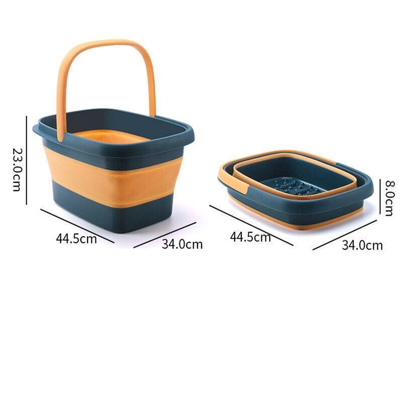 Folding Foot Spa Pedicure Bath Massage Tub Bucket Feet Basin Therapy Luxury - Blue