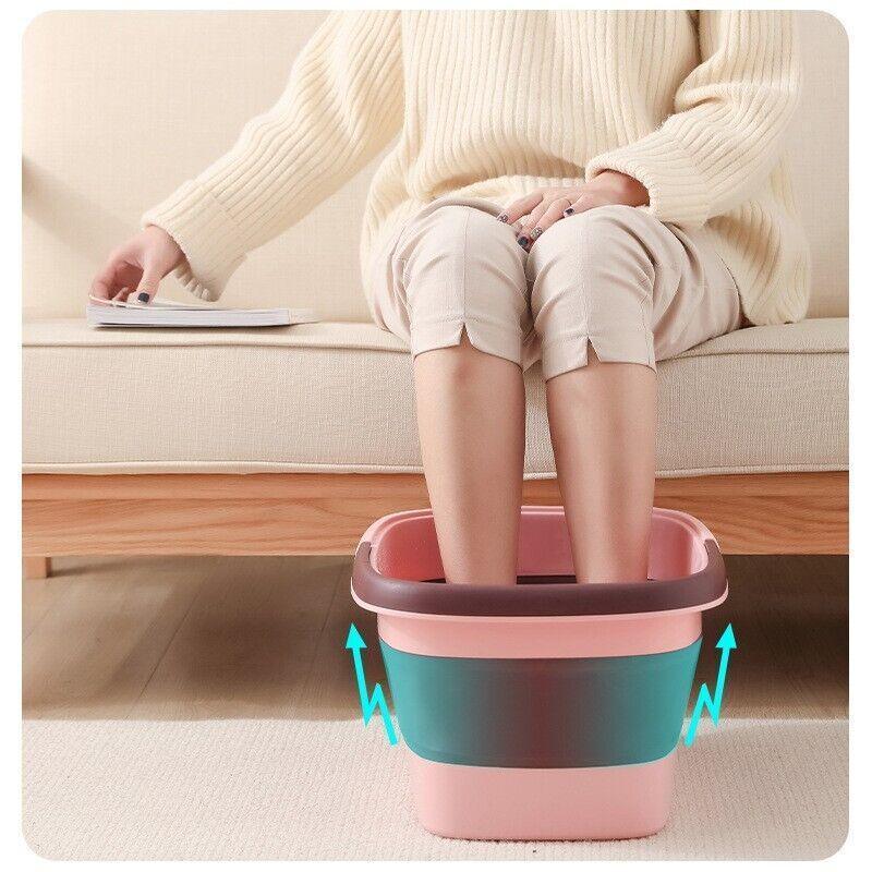 Folding Foot Spa Pedicure Bath Massage Tub Bucket Feet Basin Therapy Luxury - Green