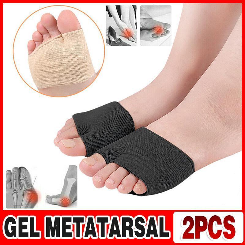 2x Gel Metatarsal Pads Sleeve Ball Of Foot Cushions Metatarsalgia Sore Forefoot - 1 pair Black (L)