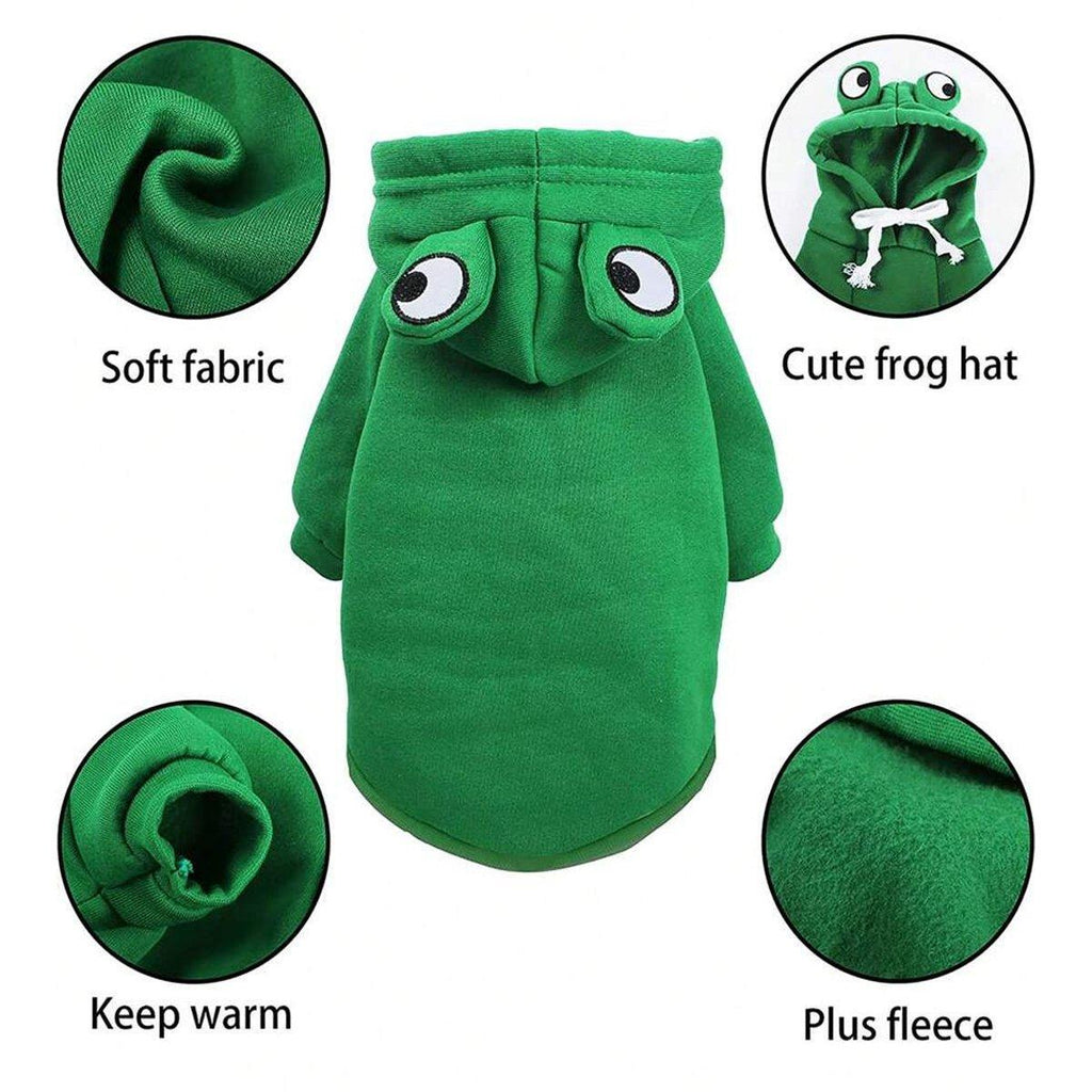 Warm Hooded Cartoon Frog Pet Clothes for Dogs and Cats Autumn Winter Vest - M