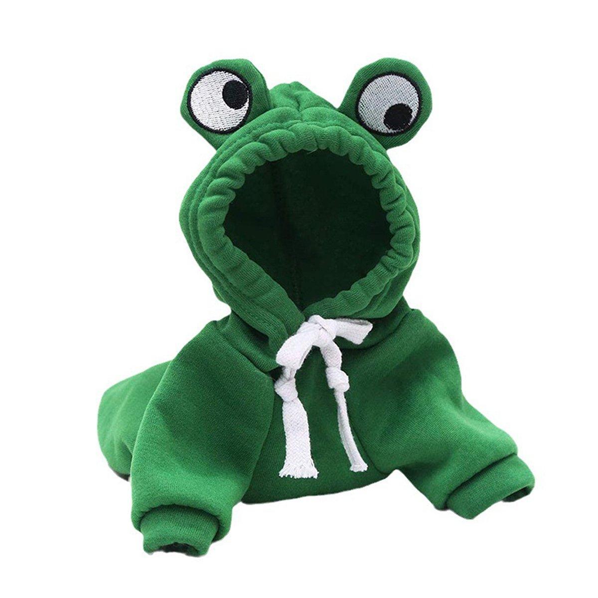 Warm Hooded Cartoon Frog Pet Clothes for Dogs and Cats Autumn Winter Vest - M