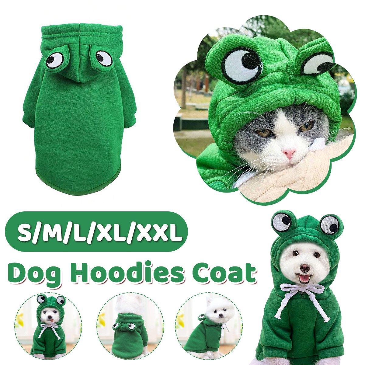 Warm Hooded Cartoon Frog Pet Clothes for Dogs and Cats Autumn Winter Vest - S