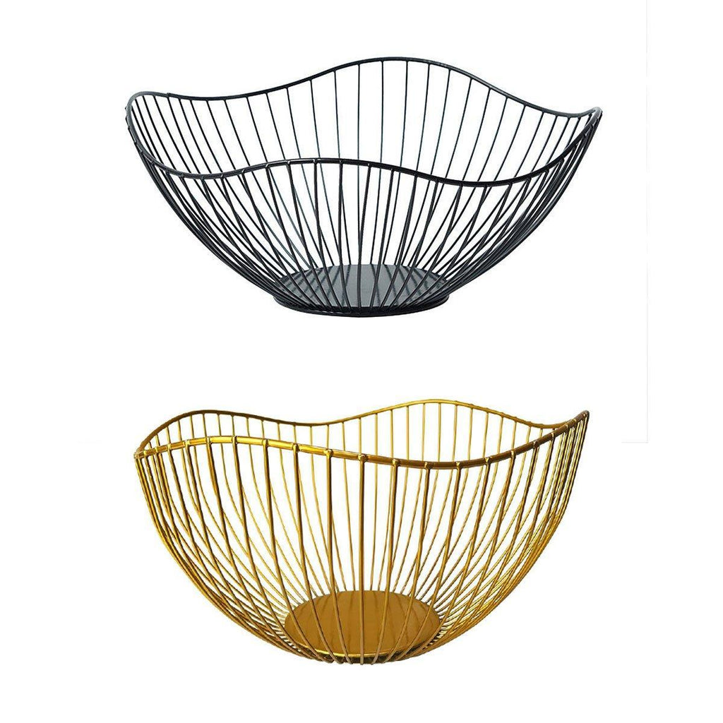 Large Iron Fruit Storage Basket Home Decor Snack Candy Plate Living Room Basket - Black
