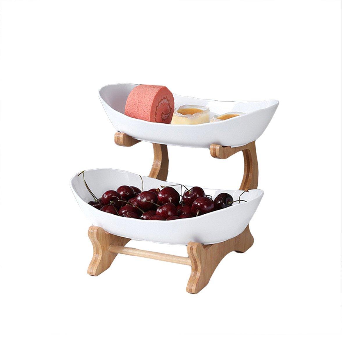 Modern Multi-layer Bamboo Fruit Snack Plate Rack Creative Living Room Plate Rack - Green