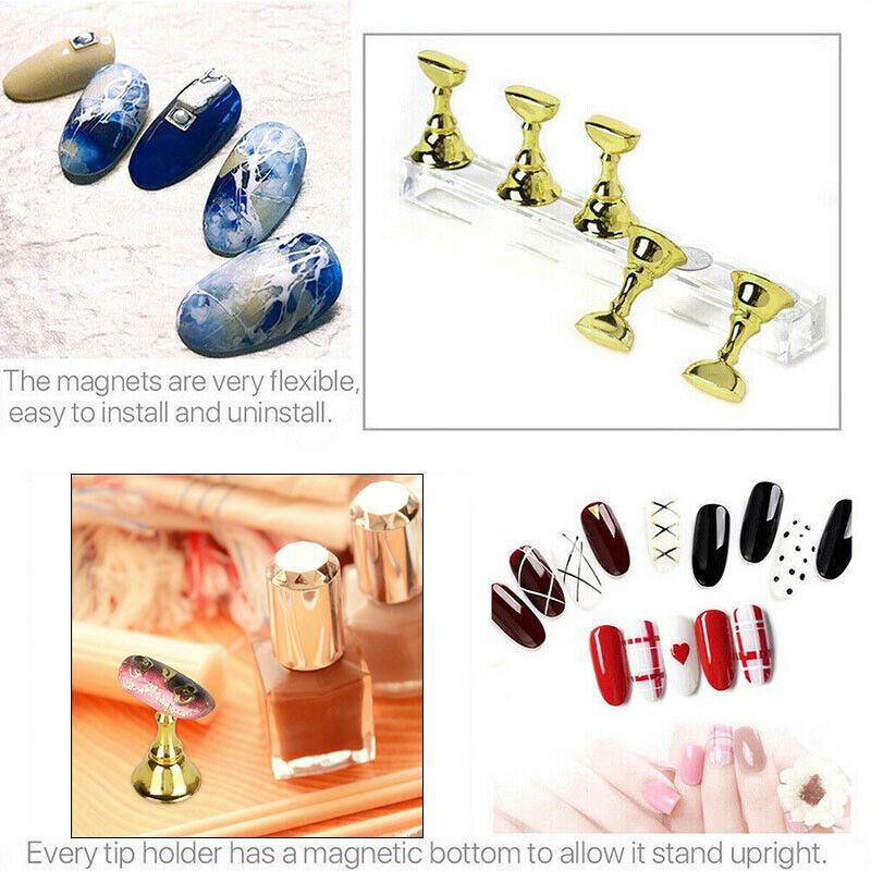 Acrylic Nail Display Stand with Snap On Tips Holders for Practice and Display - Pink