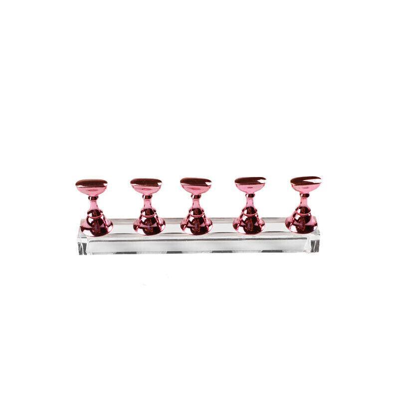 Acrylic Nail Display Stand with Snap On Tips Holders for Practice and Display - Pink