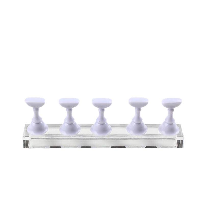 Acrylic Nail Display Stand with Snap On Tips Holders for Practice and Display - White