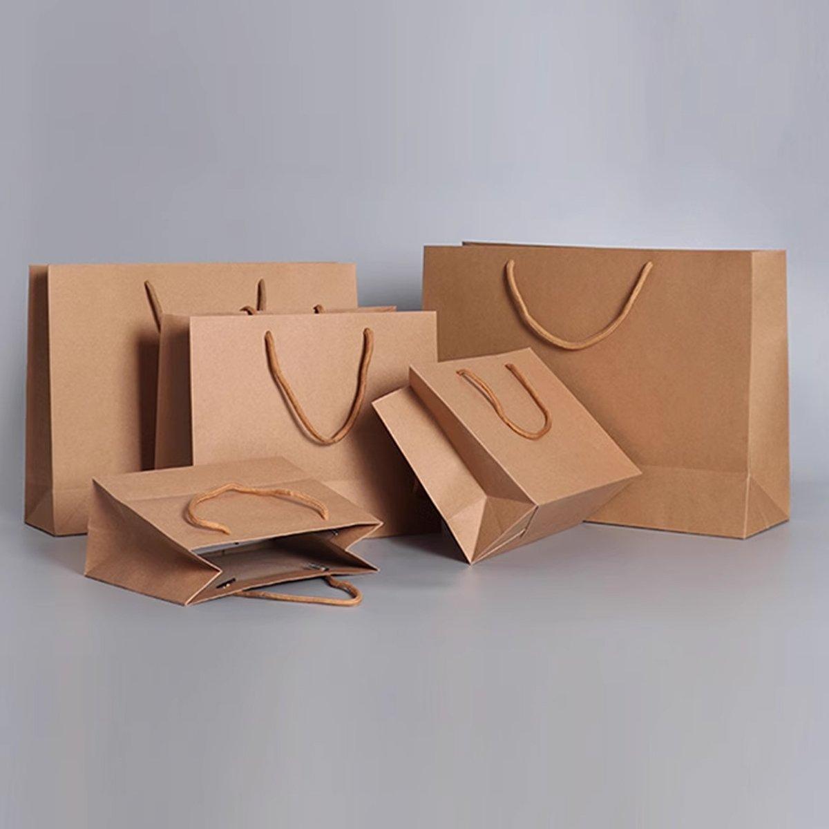 25pcs Paper Gift Bags Handbag Kraft Paper BagsParty Favors Wedding Packaging - 25x30x13.5cm