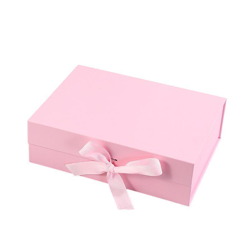 Elegant Ribbon Flip Folding Gift Boxes Multiple Colors High-Quality Cardboard - Black