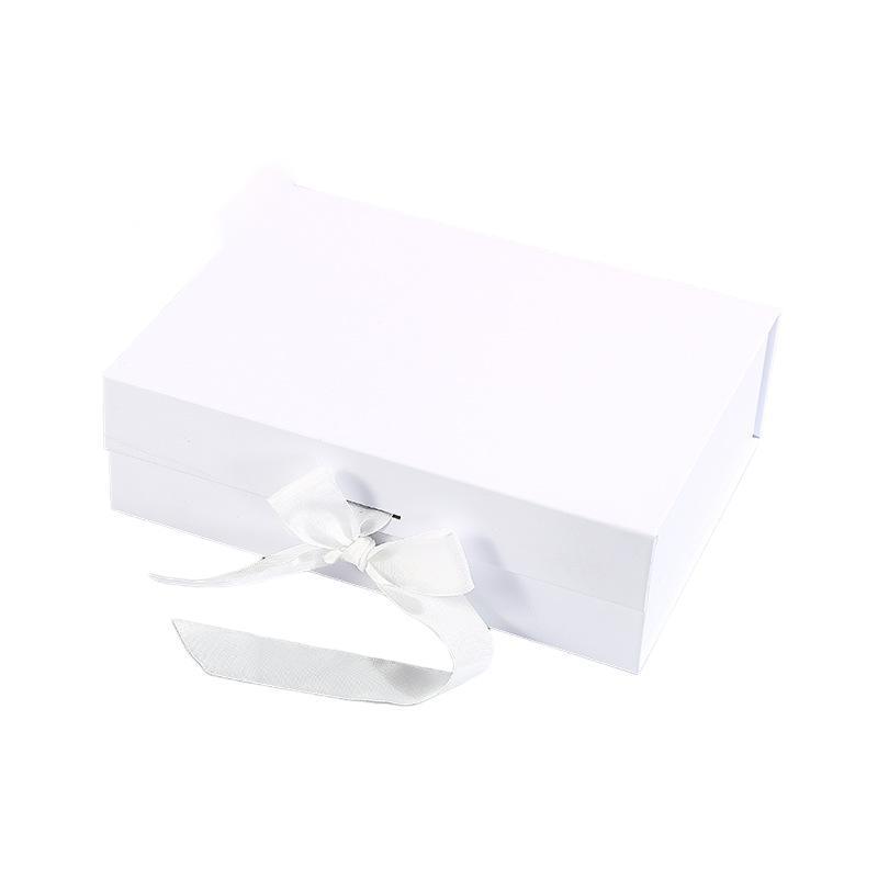 Elegant Ribbon Flip Folding Gift Boxes Multiple Colors High-Quality Cardboard - Black