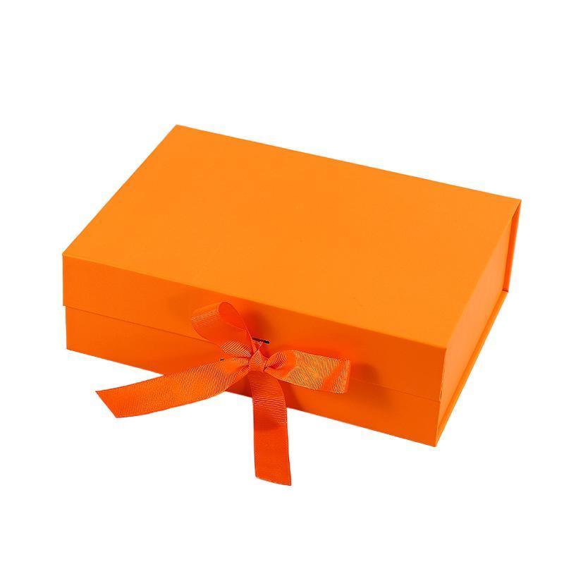 Elegant Ribbon Flip Folding Gift Boxes Multiple Colors High-Quality Cardboard - Pink