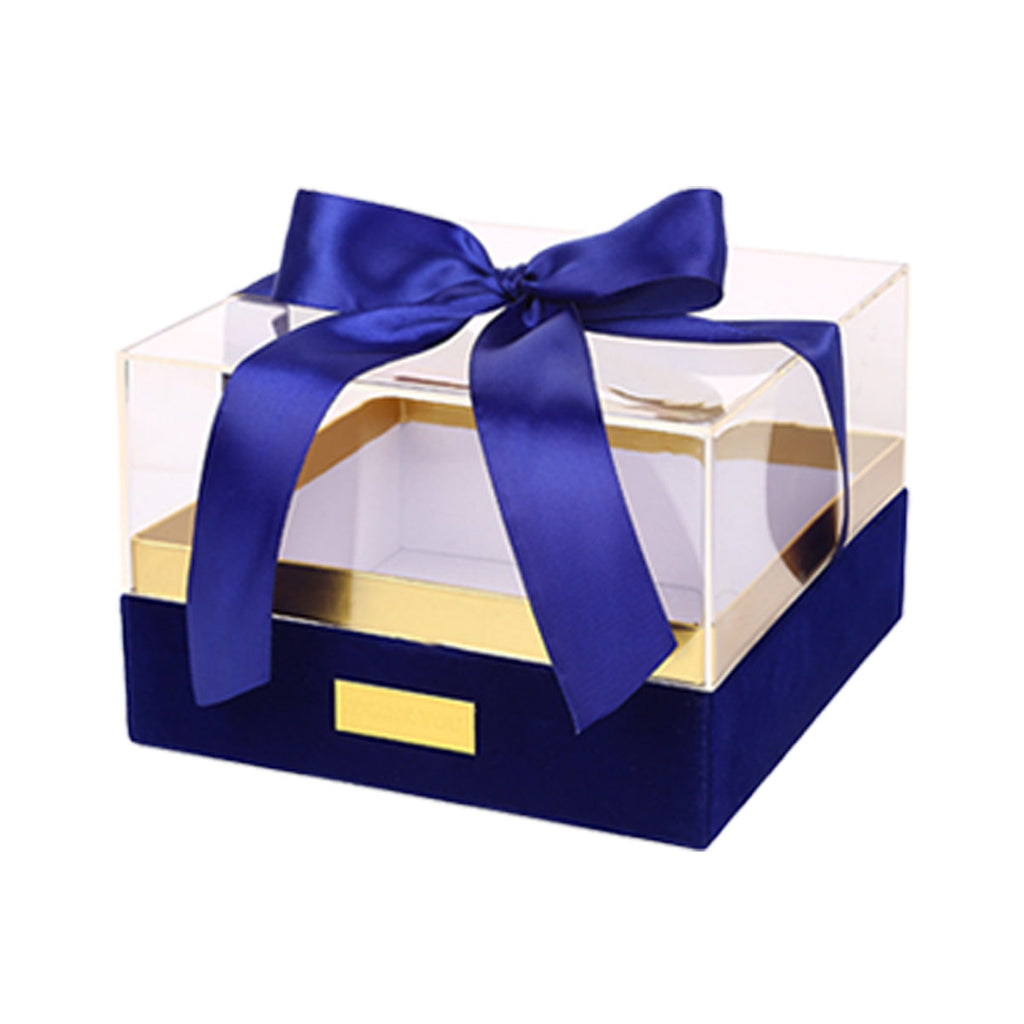Acrylic Gift Box Clear Souvenir Display Case Bow Storage Container for Packaging - Champagne - L