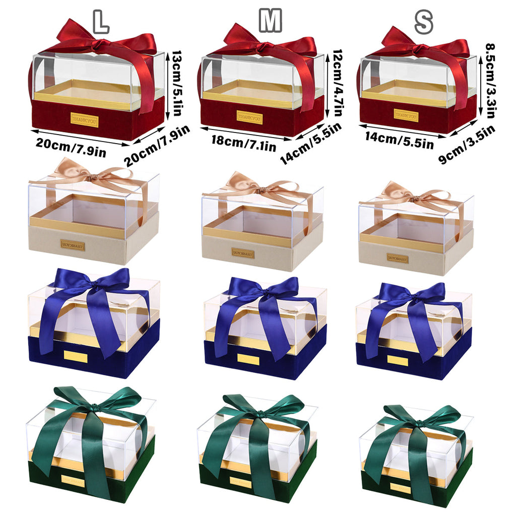 Acrylic Gift Box Clear Souvenir Display Case Bow Storage Container for Packaging - Red - L