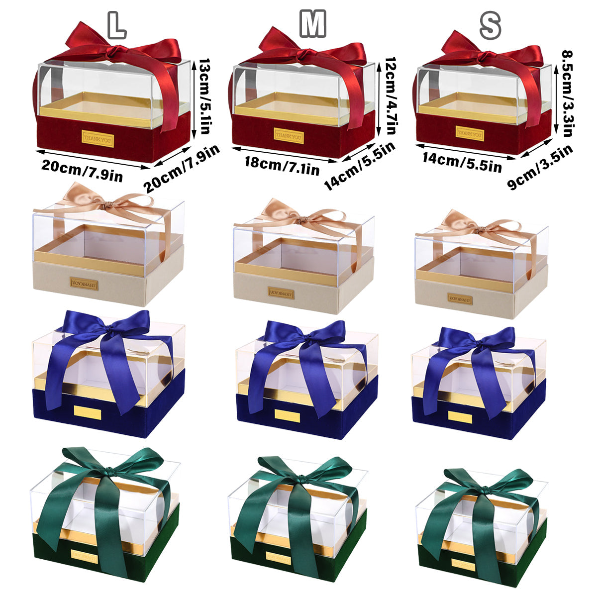 Acrylic Gift Box Clear Souvenir Display Case Bow Storage Container for Packaging - Red - L