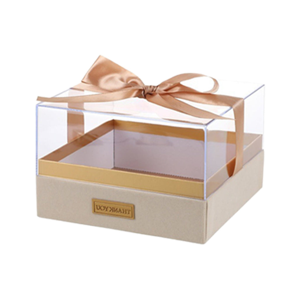 Acrylic Gift Box Clear Souvenir Display Case Bow Storage Container for Packaging - Red - L