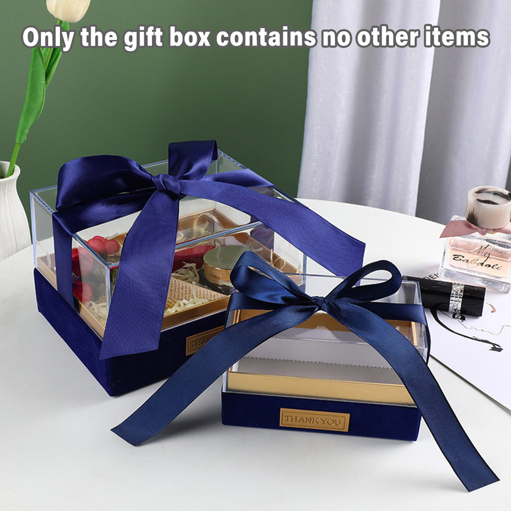 Acrylic Gift Box Clear Souvenir Display Case Bow Storage Container for Packaging - Red - M