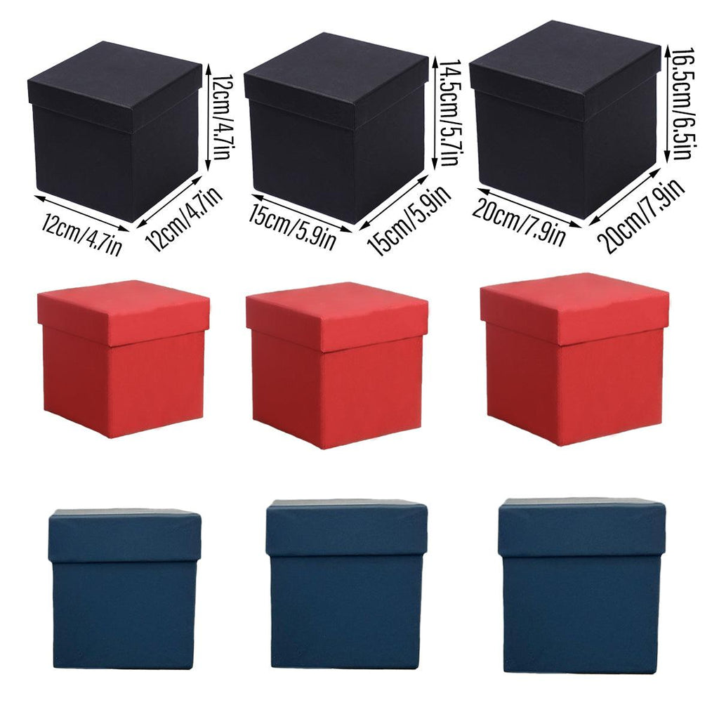 Square Gift Boxes 8pcs Empty Packaging Boxes for Favour Party Wedding Storage - Black-20x16.5cm