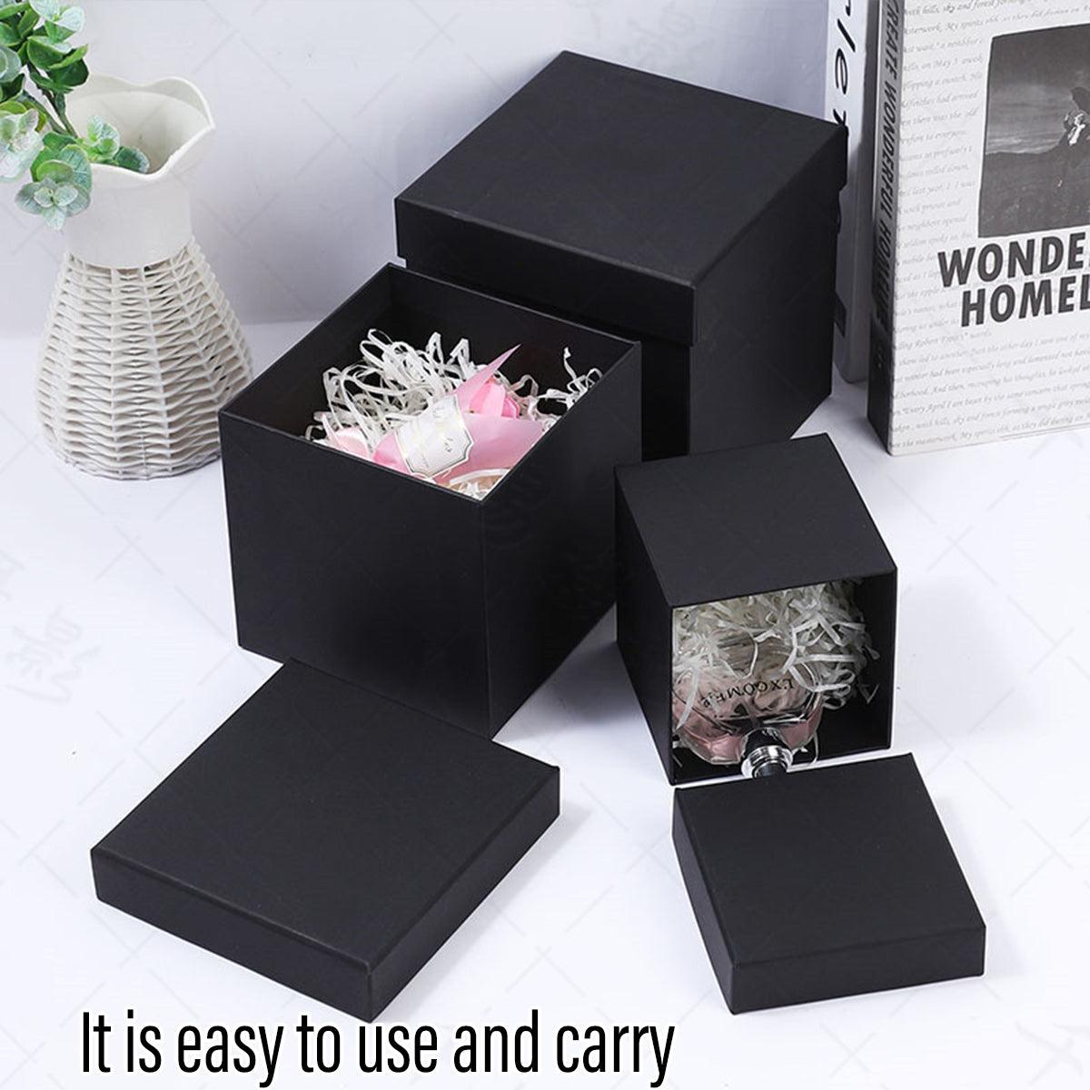 Square Gift Boxes 8pcs Empty Packaging Boxes for Favour Party Wedding Storage - Black-20x16.5cm