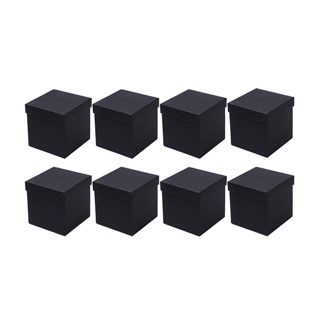 Square Gift Boxes 8pcs Empty Packaging Boxes for Favour Party Wedding Storage - Black-20x16.5cm