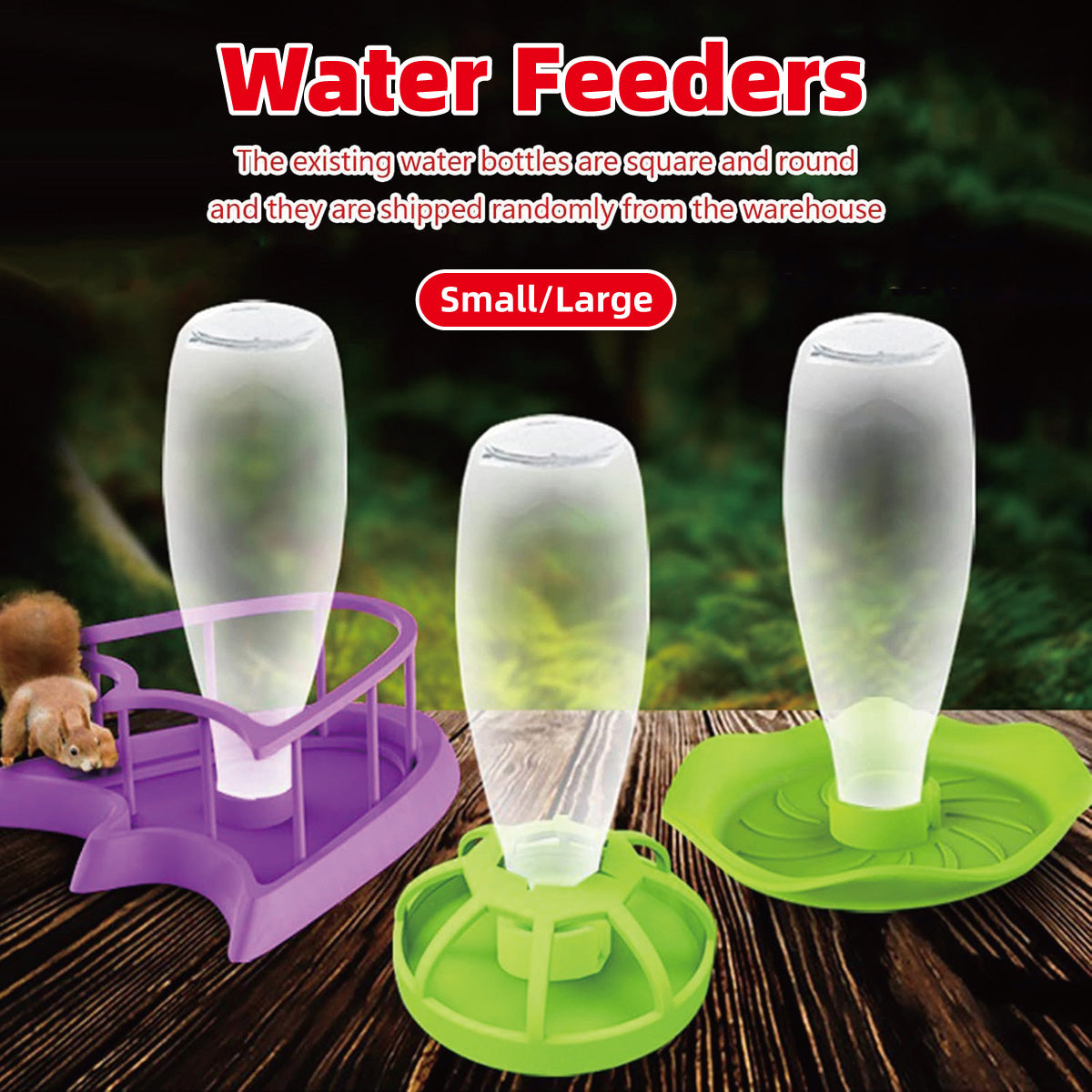 Reptile Water Bowl with Bottle for Lizard Gecko Snake Inverted Bottle Dispenser - Purple Platform L