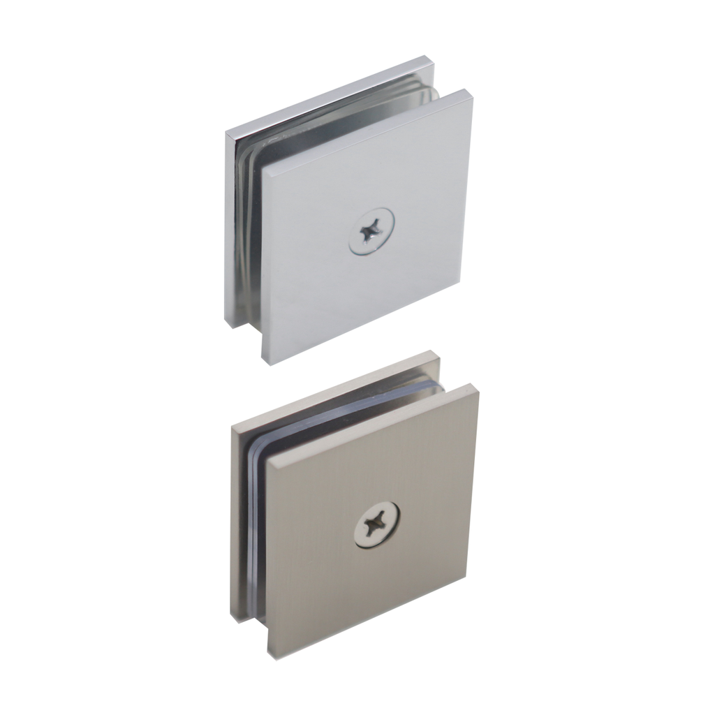 Shower Glass Clip Single Hole Square Bracket Partition Bathroom Accessories - Chrome