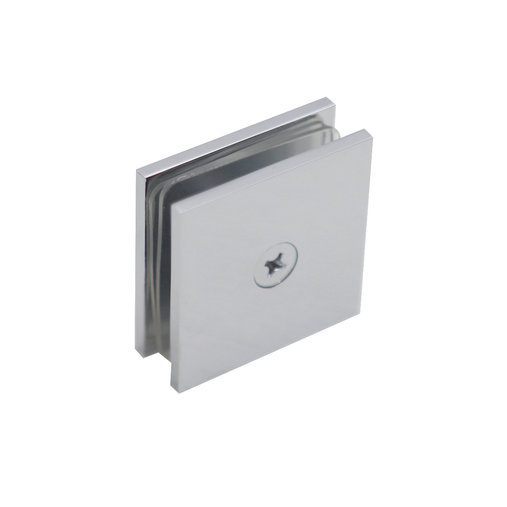 Shower Glass Clip Single Hole Square Bracket Partition Bathroom Accessories - Chrome