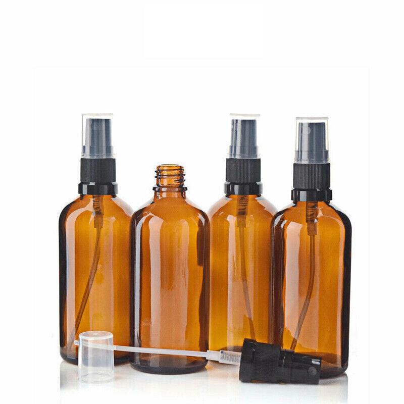 30-100Ml Amber Glass Essential Oil Spray Roller Bottles Mist Sprayer Containers - 100 ML 5PCS