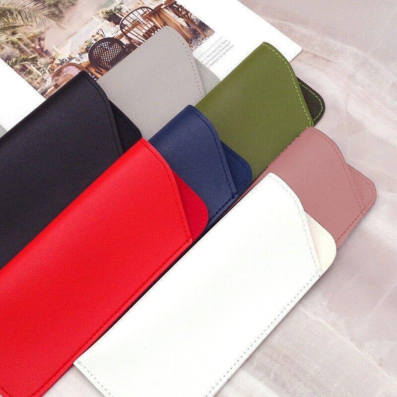 Pu Leather Eyeglass Sunglasses Reading Glasses Case Soft Pouch Bag Pocket - Black