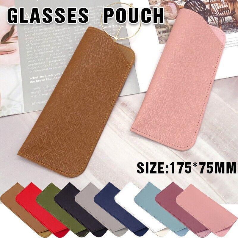 Pu Leather Eyeglass Sunglasses Reading Glasses Case Soft Pouch Bag Pocket - Pink