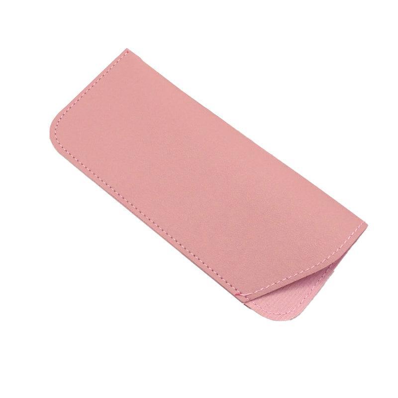 Pu Leather Eyeglass Sunglasses Reading Glasses Case Soft Pouch Bag Pocket - Pink
